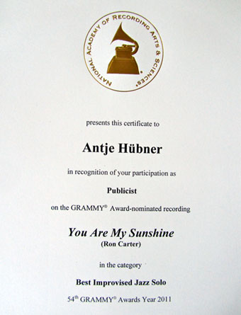 GRAMMY certificate